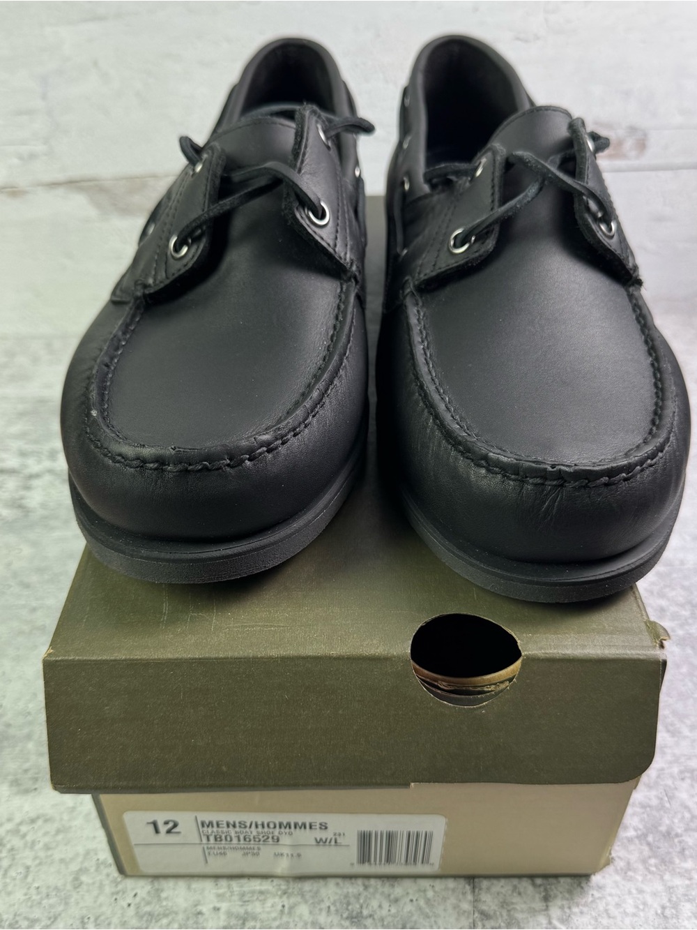 Timberland Custom Classic 2-Eye Leather Boat Shoes Black Men's Size 12 NIB KHH - Picture 8 of 9